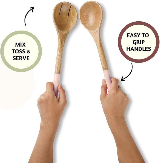 Folkulture Salad Servers or Salad Tongs, Wooden Utensils - Image 6