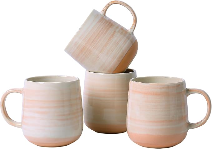 Coffee Mugs Set of 4, 12oz Stoneware Coffee Cups by ALOFMO