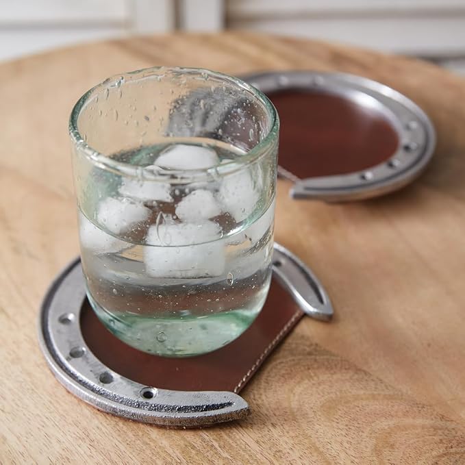 CTW Home Set of Four Leather Horseshoe Coasters by Unknown