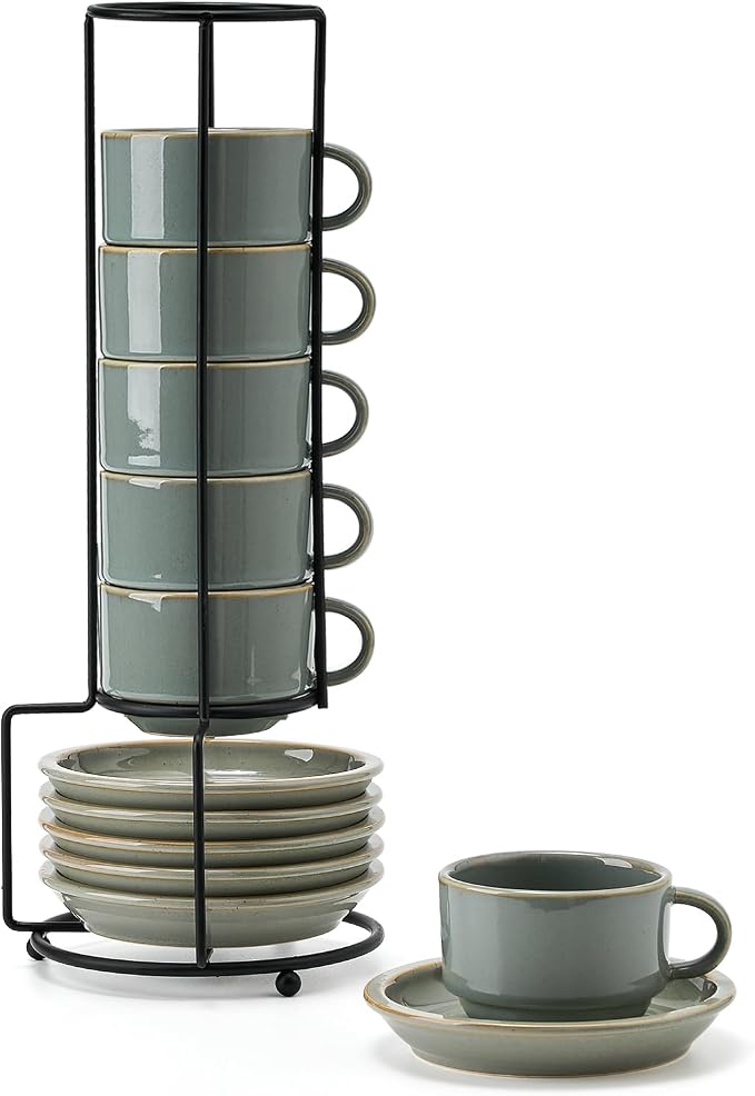 JIEMEI HOME Porcelain Stackable Espresso Cups by JHJIEMEIHOME