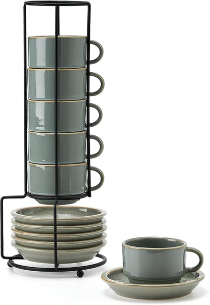 JIEMEI HOME Porcelain Stackable Espresso Cups by JHJIEMEIHOME