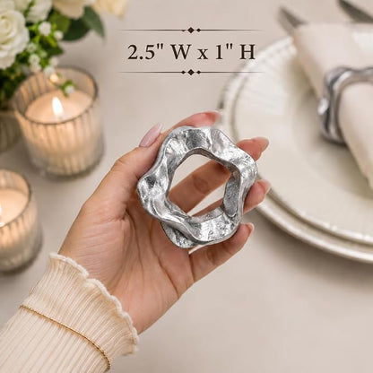 Modern Aluminum Napkin Rings Set of 8, Lightweight Metal Table Decor, - Image 4