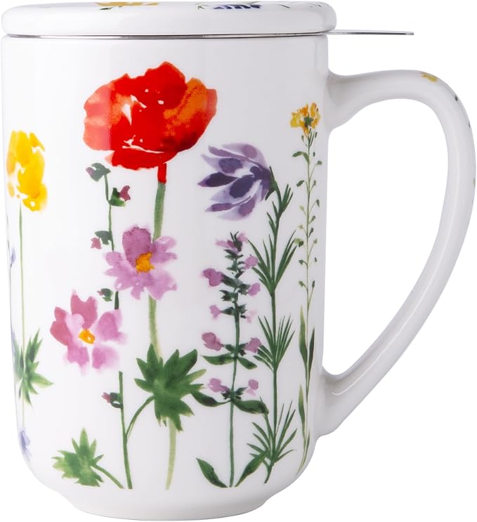 AmorArc Tea Cup With Infuser and Lid, 18oz Loose Leaf Tea Mug With Steeper | by AmorArc