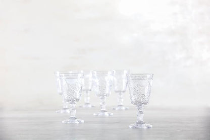 FORTESSA Debutante Vintage Themed Glassware, 10 Ounce Water Goblets (Set of 6), Dishwasher-Safe Water Glasses, Clear