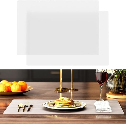 2-Pack Extra Thick Silicone Counter Mats - 24”x16” Large Heat Resistant Kitchen Countertop Protector, Non-Slip Hot Pad Trivet for Air Fryer, Hot Pots & Pans, Coffee Maker(White Translucent)