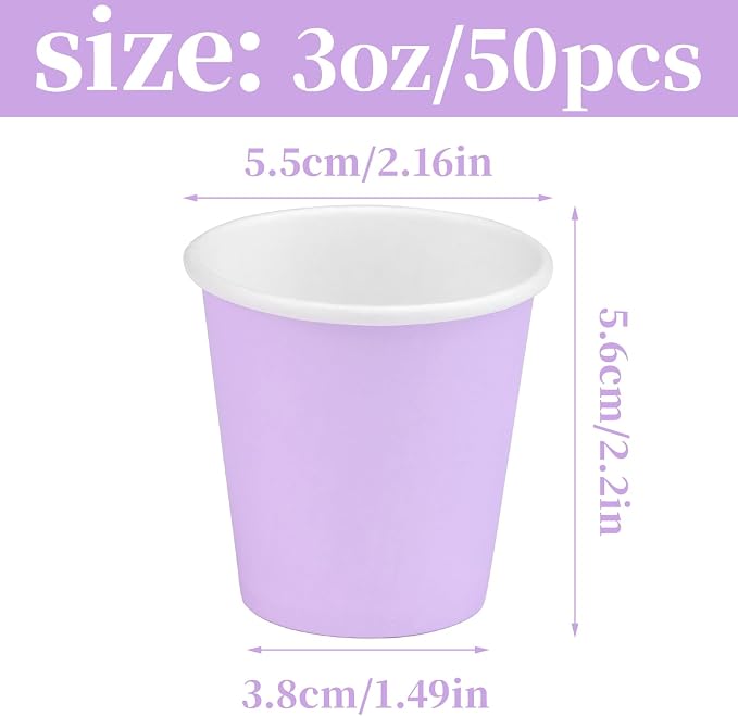 3 oz Disposable Paper Cups, 50 Pack Bathroom Cups Mouthwash Cups | Small Paper - Image 2
