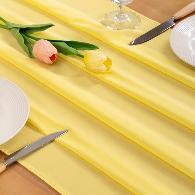 Yellow Chiffon Table Runner Summer Boho Wedding Birthday Party Decor | 10ft - Image 2