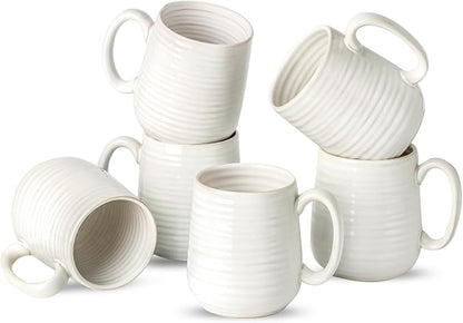 Coffee Mugs, 15 Ounce Coffee Cups Set of 6, Ceramic Tea Cups by JINGUS