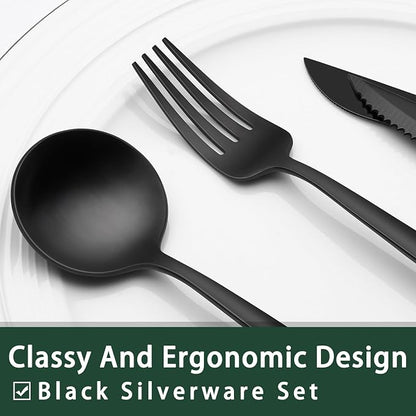EWFEN 24-Piece Black Silverware Set - Image 3