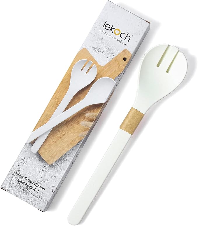 Plant Based Salad Servers Reusable Salad Fork and Spoon Set, Microwave and - Image 7
