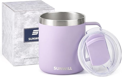 SUNWILL Travel Coffee Mug with Lid, Insulated Tumbler with Handle, 14 oz - Image 5