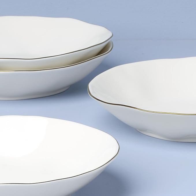 Lenox Blue Bay White Porcelain Pasta Bowl Set - Image 3