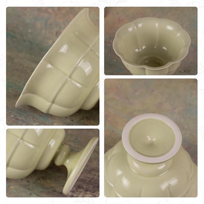 KAMMAK Tea Cup, 3oz Small Tea Cups Set of 2, Reed Green Porcelain Tea Cups - Image 4