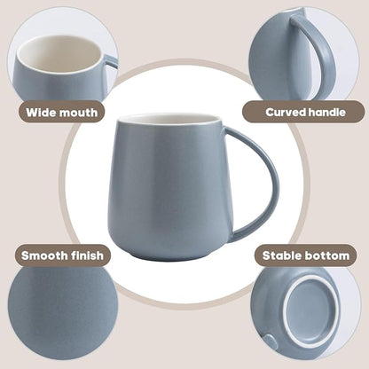 Eyoriza 15Oz Matte Ceramic Coffee Mug, Big Handle, Microwave and Dishwasher Safe - Image 3