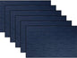 PIGCHCY Placemats,Washable Durable Durable Woven Vinyl Placemats for Dining Table,Heat Resistant Plastic Placemats Set of 6 (18 x 12 inches,Midnight Blue)