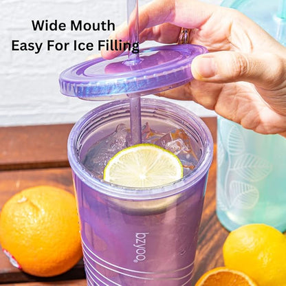 bzyoo 24oz Plastic Tumbler Cup, Lid & Straw, Iced Coffee, dishwasher safe - Image 3