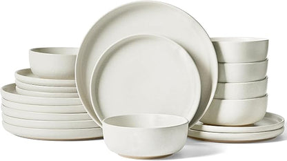 Famiware Milkyway 18-Piece Stoneware Dinnerware Set, Matte Beige White | Plates by Famiware