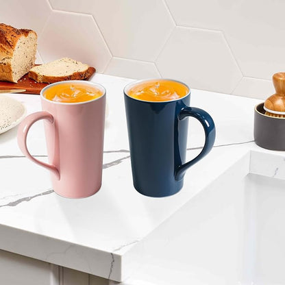 20 OZ Simple Pure Pink Blue Mug Plain Large Tall Ceramic Milk Tea Coffee Mug - Image 3