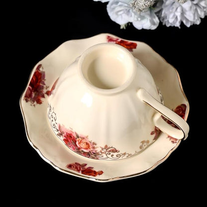 8 oz Vintage flower Ceramic cup and 6" saucer set - Image 8