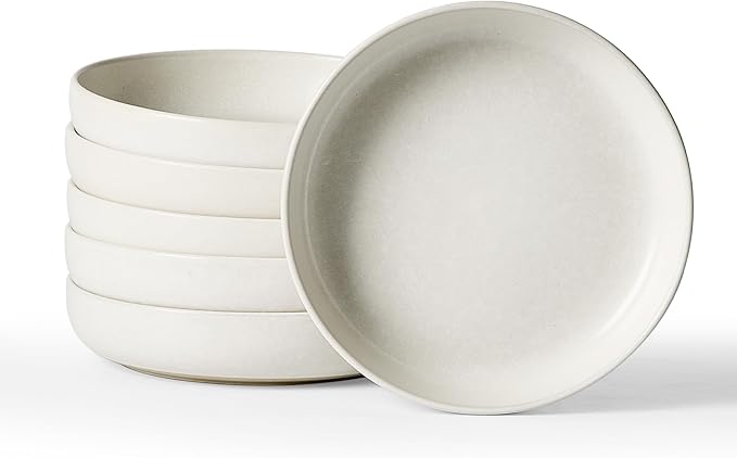 famiware Milkyway 33 oz Pasta Bowls Set of 6, Matte White | Double Reactive by Famiware