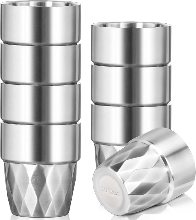 Metal Glasses, 10 oz Insulated Tumbler, 8 Pack Double Wall Unbreakable by Offiper