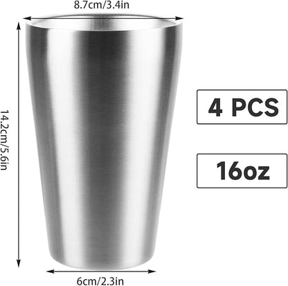 6PCS Stainless Steel Cups 16 oz, Double Wall Vacuum Insulated Stainless Steel - Image 2