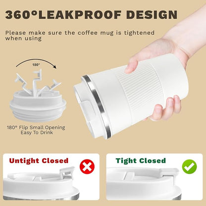 Vacuum Insulated Stainless Steel Travel Coffee Mug, Leak Proof Cup - Image 5