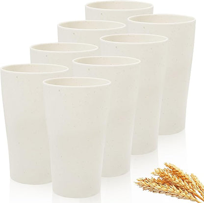 ejonirinjonir EI 8pcs Wheat Straw Cups, 15oz Beige Unbreakable Plastic Reusable by Ejonirinjonir