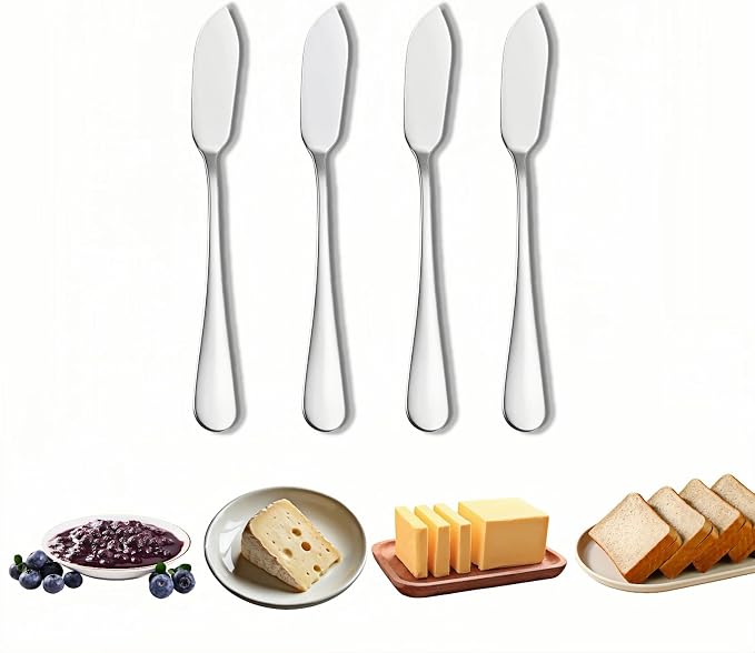 Stainless Steel Butter Knife Set, Mirror Polished, 5.83 Inch, Dishwasher Safe by SAYUANVA