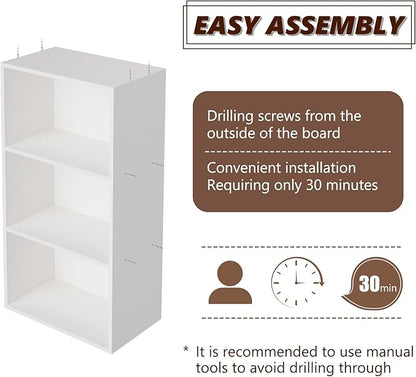 Wooden 3 Cube Storage Organizer, 3 Tier Low Bookcase Freestanding Storage Display Organizer,Versatile Cubes Shelf and Cubby Unit for Any Space 15.7inch