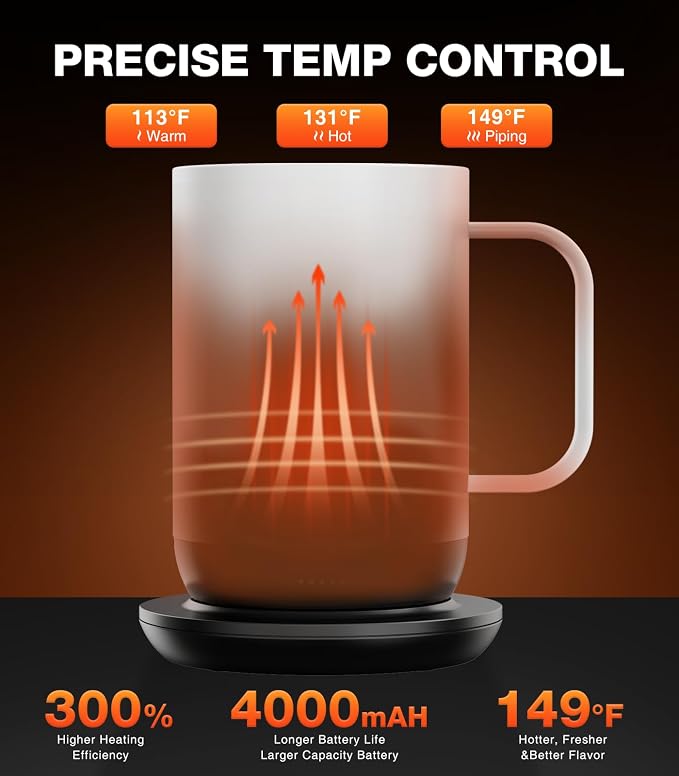 Kepwam Self-Heating Coffee Mug T1, 16oz Rechargeable Heated Coffee Mug - Image 2