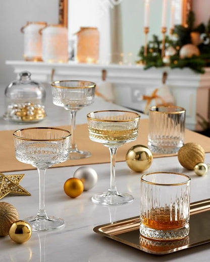 Pasabahce Vintage Golden Touch Coupe Glasses Set Of 4 - Image 4