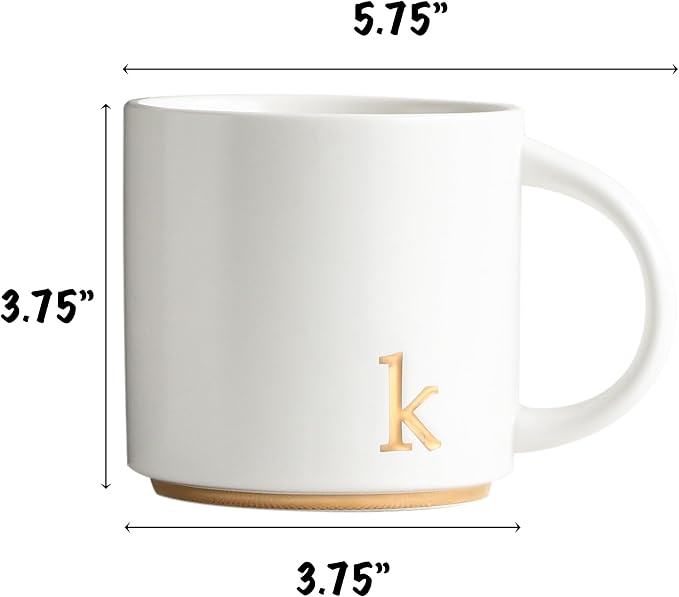COLLECTIVE HOME Ceramic Coffee Mug, 15 oz Monogram Cup - Image 2