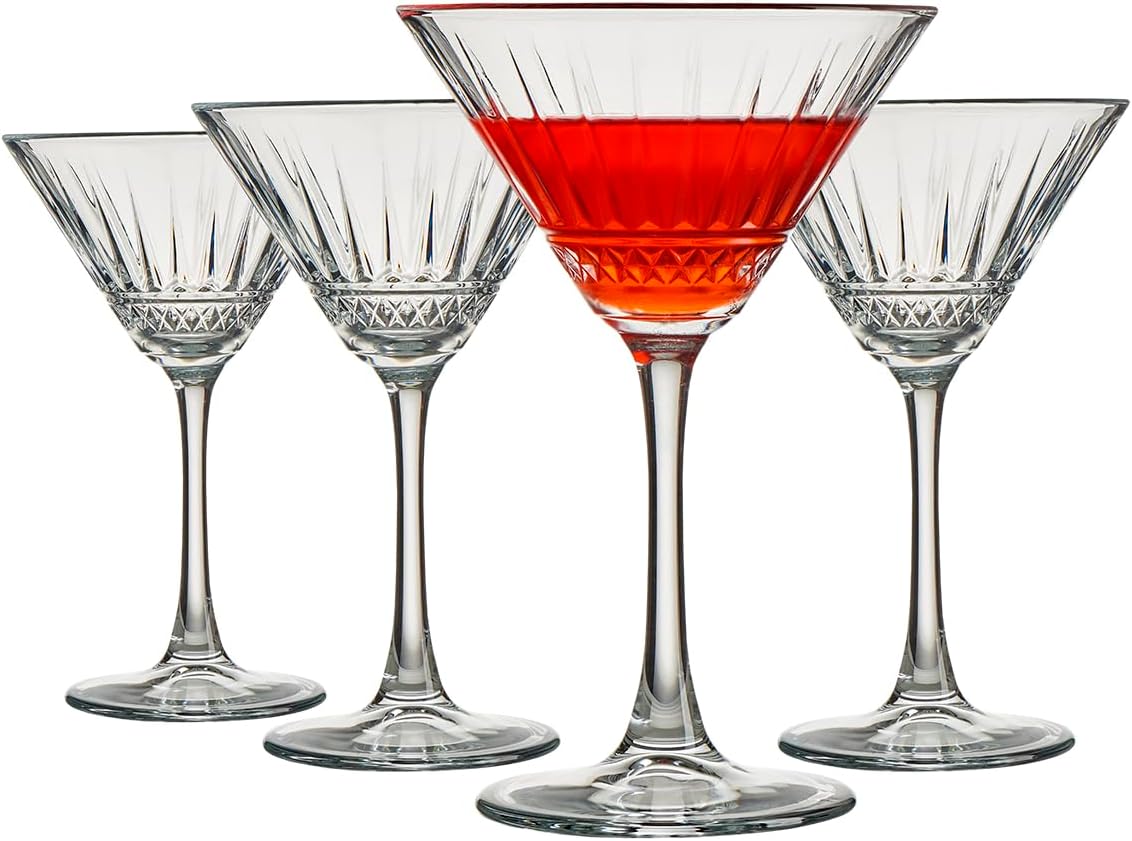 Pasabahce Vintage Martini Glasses Set of 4, Cocktail Cups 7.5 Oz, Vintage by Pasabahce