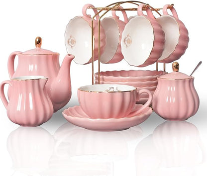 Sweejar Porcelain Tea Sets British Royal Series, 8 OZ Cups & Saucer Service by Sweejarco1949