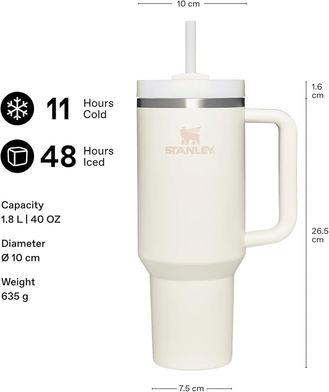 STANLEY Quencher H2.0 Flow State Tumbler, 40 oz, Stone | Handle and Straw | - Image 2