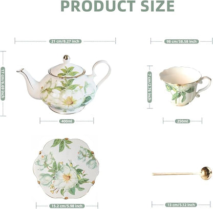Vintage Floral Porcelain Bone China Tea Set - Image 2