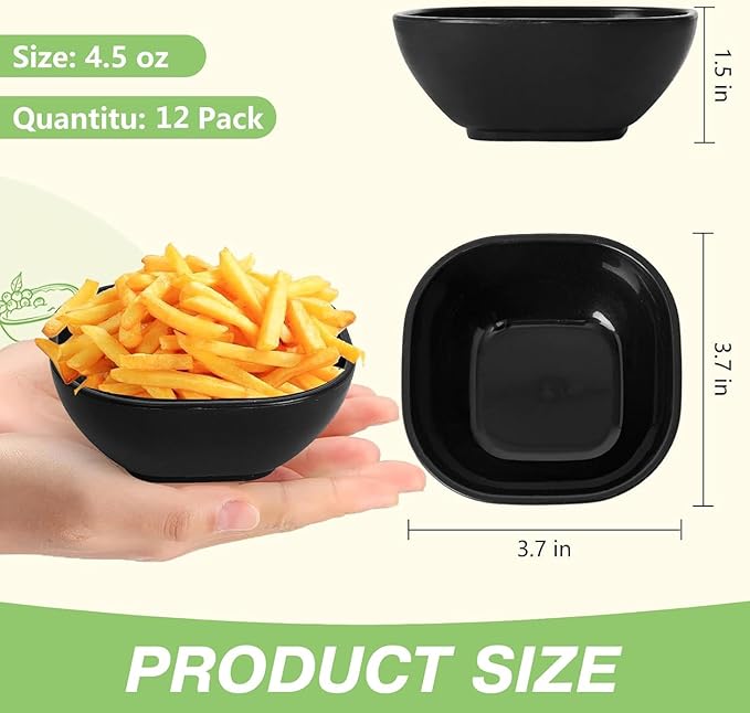 SHECIPIN 12 Pack Unbreakable Dipping Bowls, 4.5 OZ Soy Sauce Dishes，dipping - Image 2