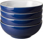 Denby - Elements Dark Blue Cereal Bowls Set of 4-28oz Everyday Soup, Dessert Bowls - Contemporary Design - Dishwasher & Microwave Safe Ceramic Stoneware Tableware - Scratch Resistant