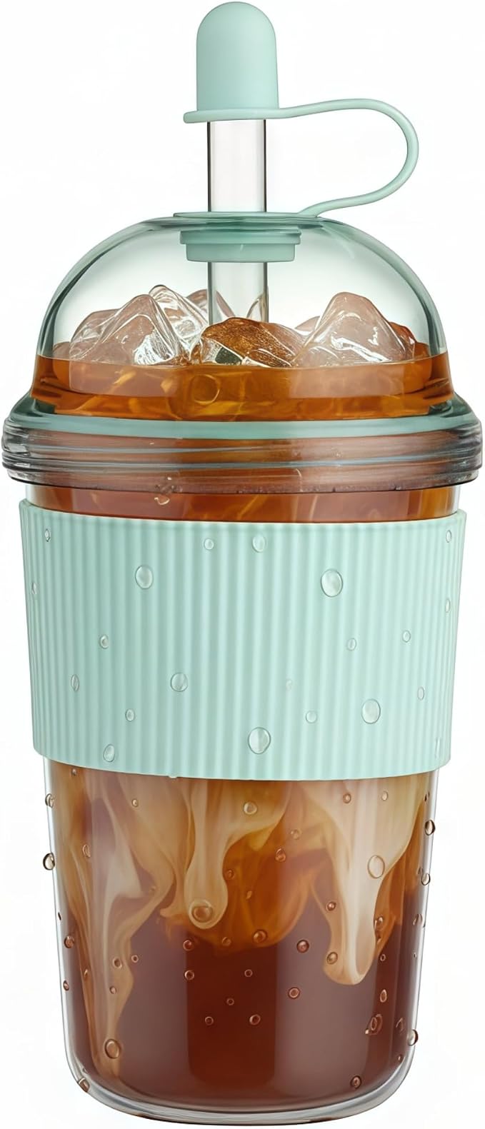 Reusable Ices Coffee Cups with Lids and Straws 17oz, Boba Cup with Straw by kuoleopa