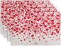 Valentine's Day Pink Love Heart Placemats Set of 4 Valentine Dining Place Mat Heat Resistant Washable Wedding Anniversary Rectangle Table Mat for Outdoor Kitchen Home Party 12x18 Inch