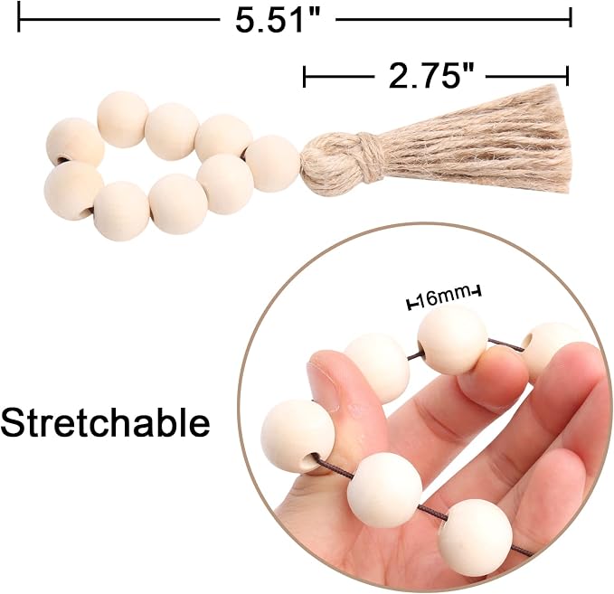 Set of 12 Wood Bead Napkin Rings - Image 2