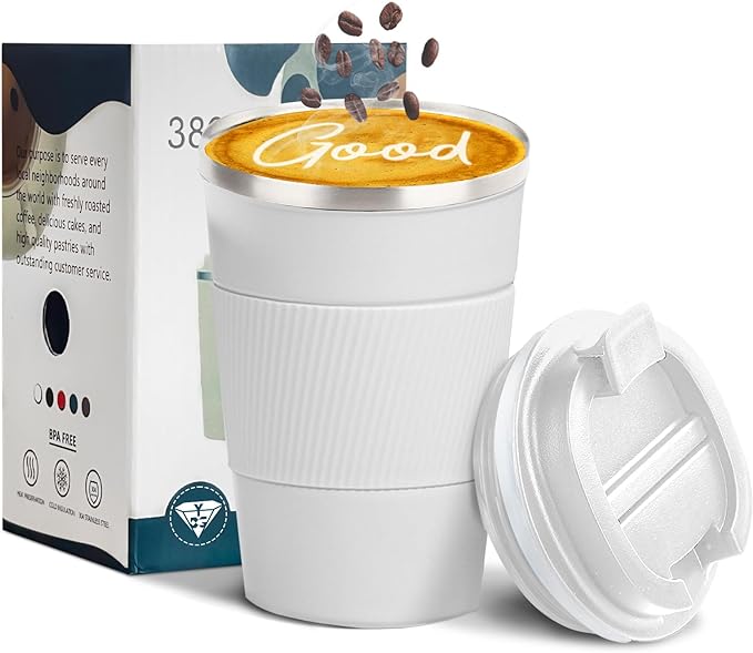 Insulated Travel Coffee Mug, Stainless Steel Coffee Cup by YINBAOGE