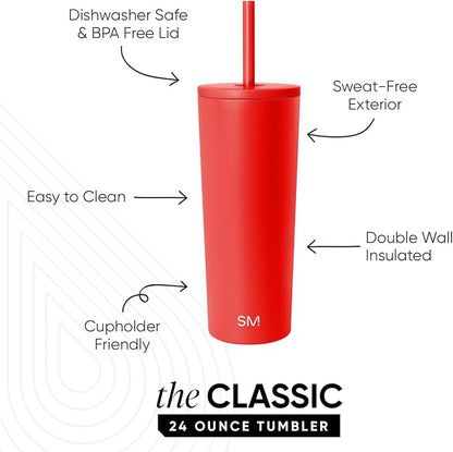 Simple Modern Iced Coffee Tumbler, Insulated | 24oz | Red | Reusable Stainless - Image 3