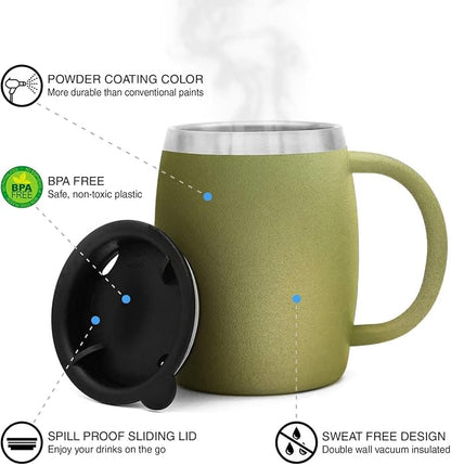 Stainless Steel Insulated Coffee Mugs Set of 2 – Double Wall Coffee Cups - Image 2
