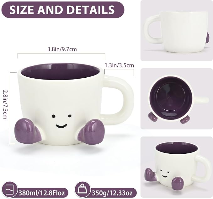 Coffee Mugs, Cute funny Mug For Women, 380ml Unique Ceramic Coffee Tea Cups - Image 3