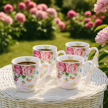 London Boutique Cups Mugs Set 4 Fine China Shabby Chic Vintage Retro Design in - Image 2