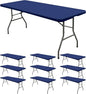 10 Pack Stretch Fabric Table Top Cap Cover, fits 6' Tables, Spandex Table Covers Washable Elastic Rectangle Tablecloth Protector for Indoor Outdoor Party Picnic Wedding, Navy Blue, 30" W x 72" L
