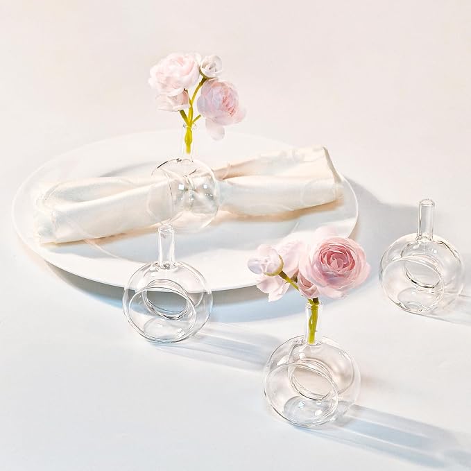 Honeydak 6 Pcs Vases Glass Napkin Rings Hand Blown Borosilicate | High - Image 6
