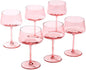 Pink Coupe Glasses Set of 6-13 oz Large Capacity Martini Glassware - Versatile Tall Cocktail Glasses- Hand-Blown Colored Champagne Coupe Glass-Art Deco Cocktail Glasses Set-Wedding Gifts